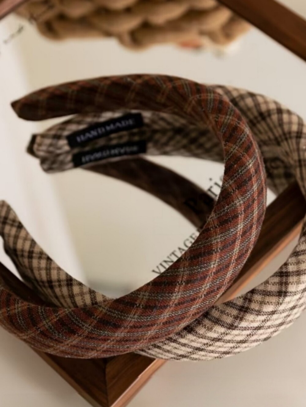 S/2 Headbands Plaid/Tarten Collegiate Wide Style Head Bands
